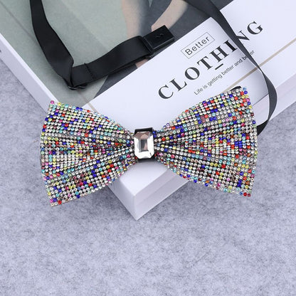 Men Rhinestone Bow Tie Shining Crystal Collar Bowtie Luxury Wedding Banquet Knot