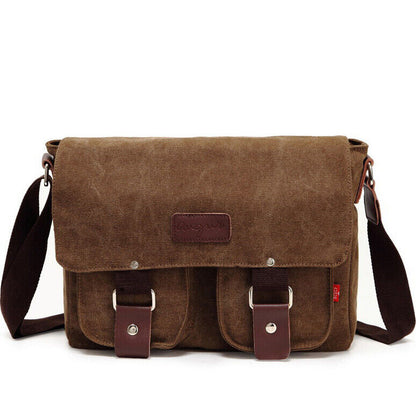 Men Sling Shoulder/Messenger Bag Canvas&Leather 12" Business Casual Daypack