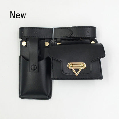 2 Piece Women's Belt Bag Waist Bags Female Leather Flap Crossbody Chest Bag