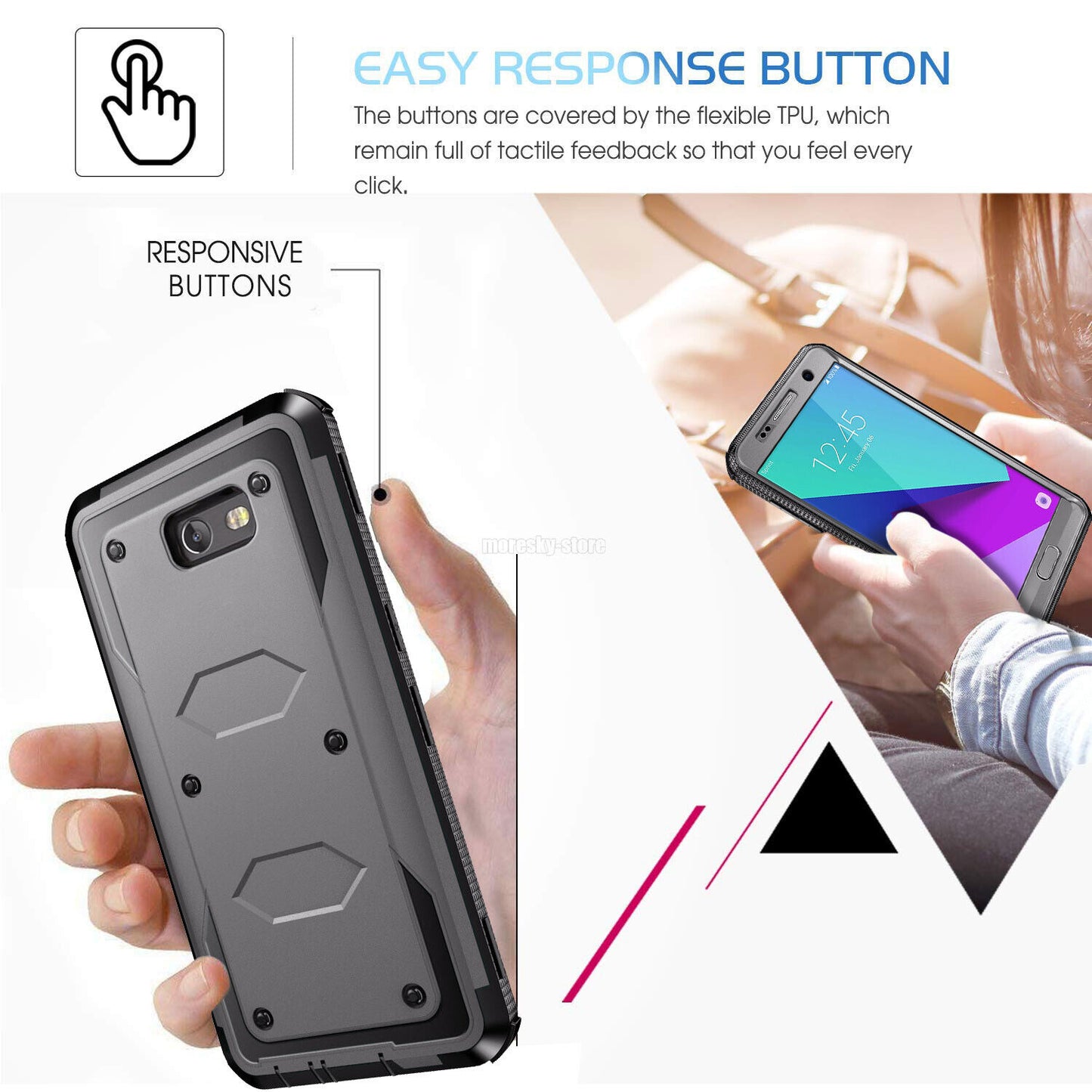 For Samsung Galaxy J7 2017 Sky Pro Rugged Clip Holder Case Cover, w/ Accessories
