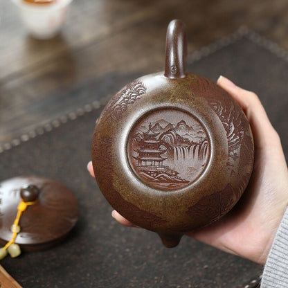 Xishi Pot Chinese Real Yixing Zisha Clay Tea Pot Handmade Chaishao Craft Craved