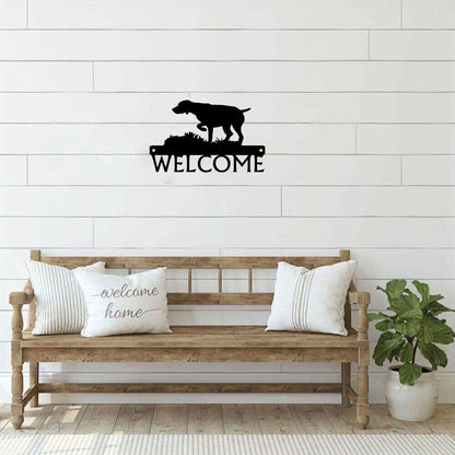 German Shorthaired Pointer GSP on Point Dog Welcome Sign Metal Wall Stickers