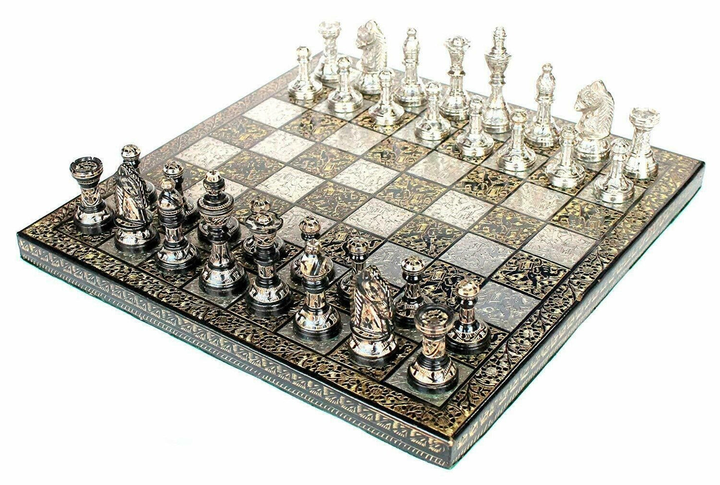 12" x 12" Collectible Premium Brass Made Chess Board Game Set- All Brass Pieces