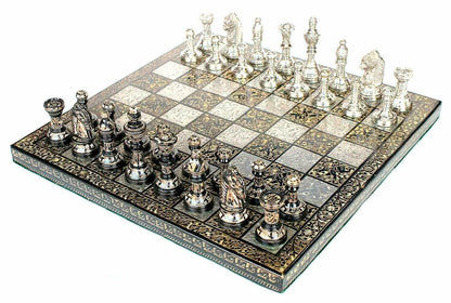 12" x 12" Collectible Premium Brass Made Chess Board Game Set- All Brass Pieces