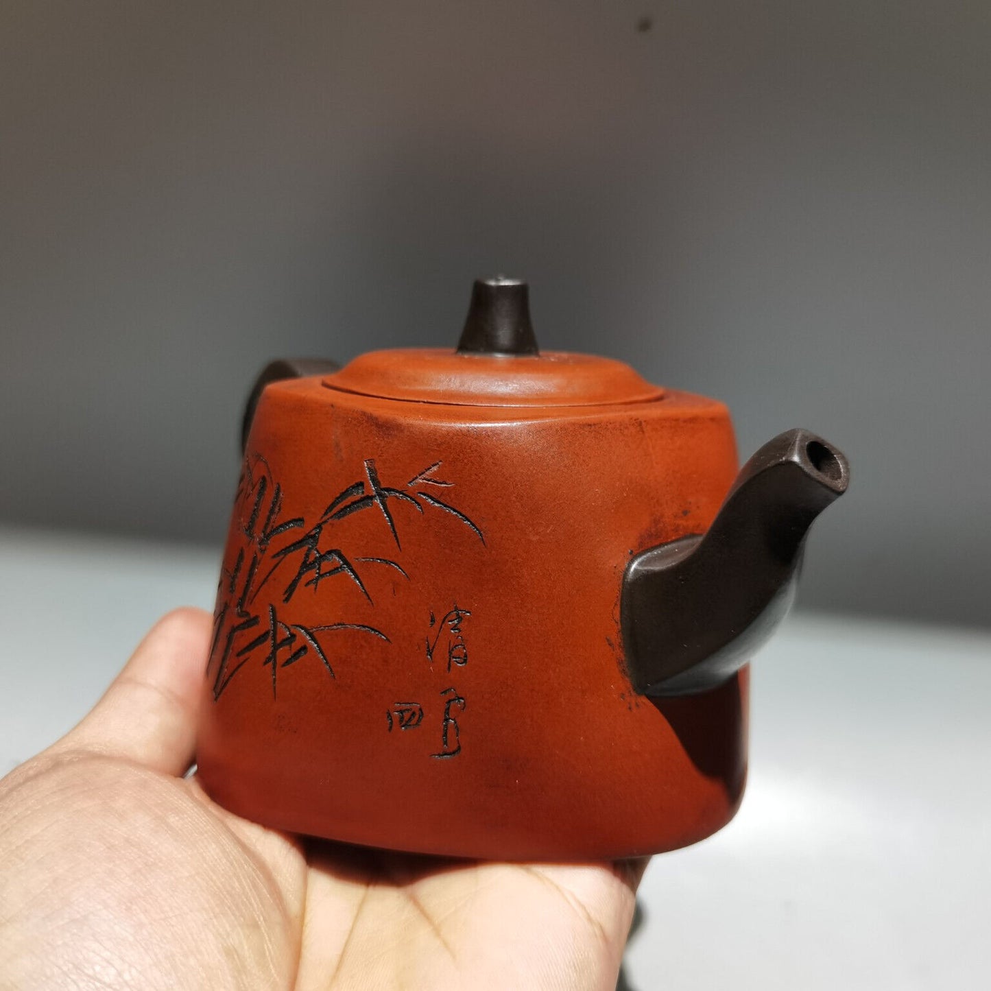 Chinese Yixing Zisha Clay Handmade Exquisite Teapot （四方竹韵 低款：顾景舟 )