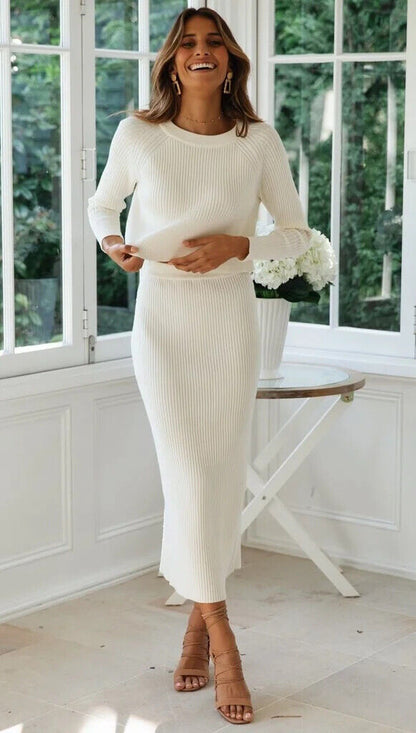 2 Pieces Set Women Sweater Skirts Office Lady Skirts 2PCS Suits Winter Cloth