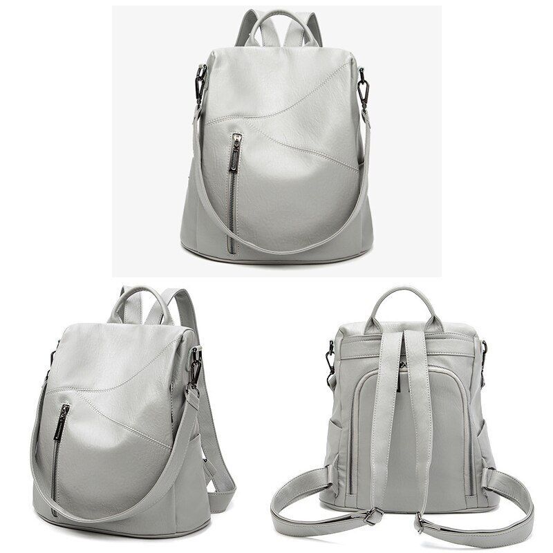 Backpack Soft Leather Large Bag Traveling Laptop Bags Polyester Hasp Zipper 1 PC