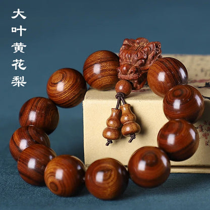20MM Vintage Wooden Bracelet Dragon Head Beads Charm Bracelet Bangle