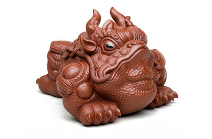 Chinese Yixing Handmade Zisha DaHongPao Clay HaoChan tea Pet decoration toad