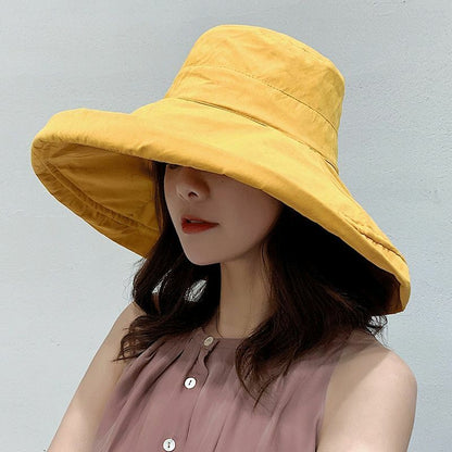 Sun Hat Big Brim Female Seaside Protection UV Cap Japanese Wild Fisherman Korean