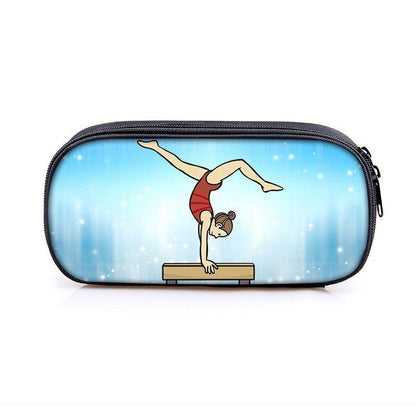 Elegant Gymnastic Art Print Cosmetic Bag Women Pencil Case Stationary Bag Canvas