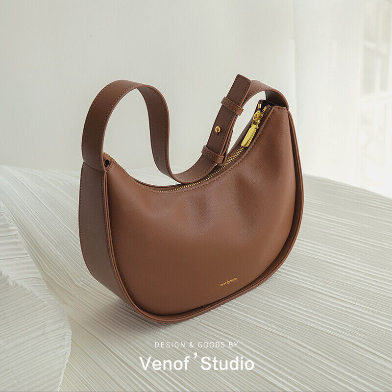 Women's Leather Shoulder Crossbody Bag Message Half Moon Tote Bags Handbags