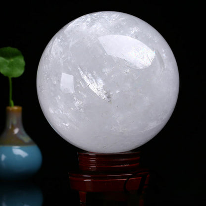 50mm Calcite Ball Natural White Quartz Crystal Sphere Healing Home Decor +Stand