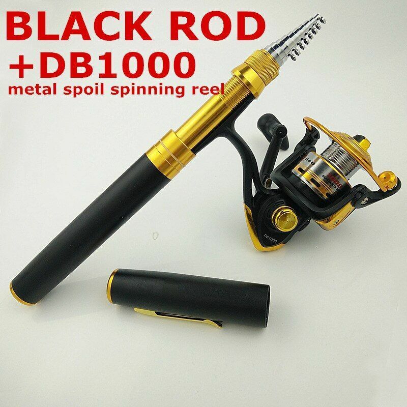 Fishing Rods Spinning 1.8m 2.1m Pen Shape Telescopic Pocket Rock Pole Cast Reels