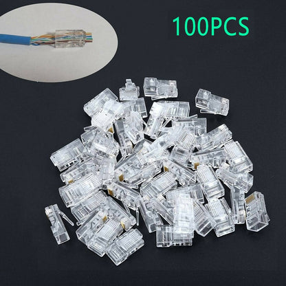 100Pcs Mini RJ45 Network Plug 8P8C CAT5e Cable Connector End Pass Through