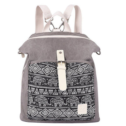 Canvas Backpack Flower Embroidery School Bag Traveling Purse 30*13*38CM Red/Blue