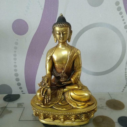 23cm Buddhist Supplies Brass Medicine Buddha Statue Handicraft Collectible