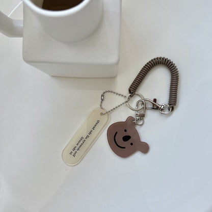 Girl's Little Bear Key Chain Anti-Loss Spring Rope Pendant Bag Accessories
