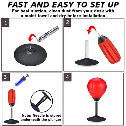 Stress Release Desktop Punching Ball, Tabletop Boxing Punching Bag with Air Pump