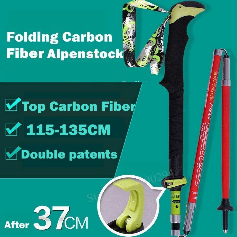 Carbon Fiber Walking Sticks Folding Trekking Poles Outdoor Camping Hiking Trail