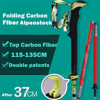 Carbon Fiber Walking Sticks Folding Trekking Poles Outdoor Camping Hiking Trail