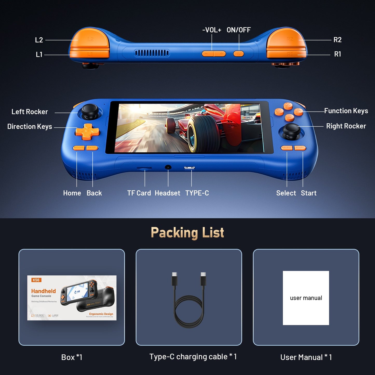 New Upgraded K56 Ultra Retro Handheld Game Console, 128GB Mini Video Game