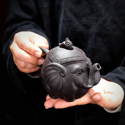 Yixing Zisha Purple Clay Teapot Handmade Elephant Tea Pot Exquisite Collection