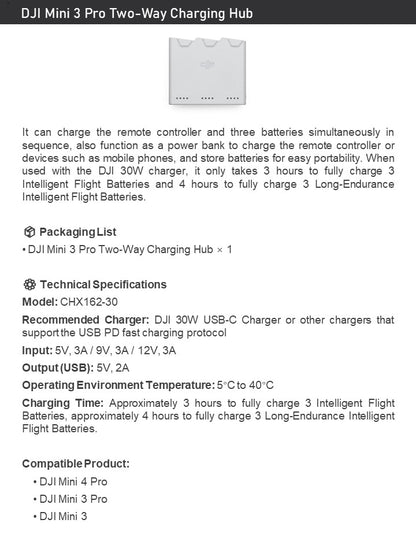 DJI Mini 3 Pro Two-Way Charging Hub For Mini 4 Pro/ Mini 3 Pro /Mini 3