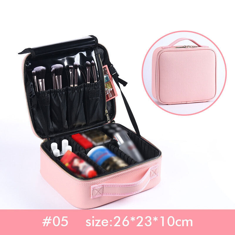Professional Portable PU Makeup Case Travel Manicure 2 Layers Cosmetics Bags