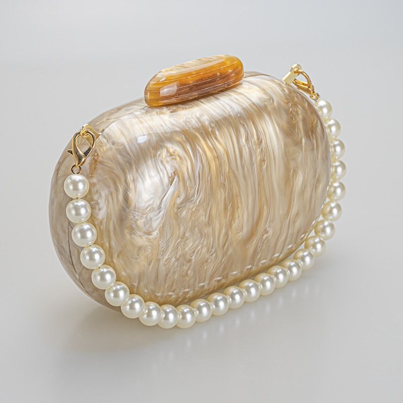Pearl Acrylic Clutch Marble Handbag Evening Bag Wedding Wallet Party Prom Purse