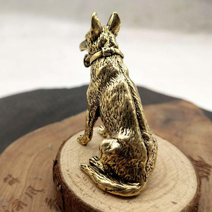 Brass Dog Statue Feng Shui Statue Sculpture Dog Brass Figurine for Bedroom