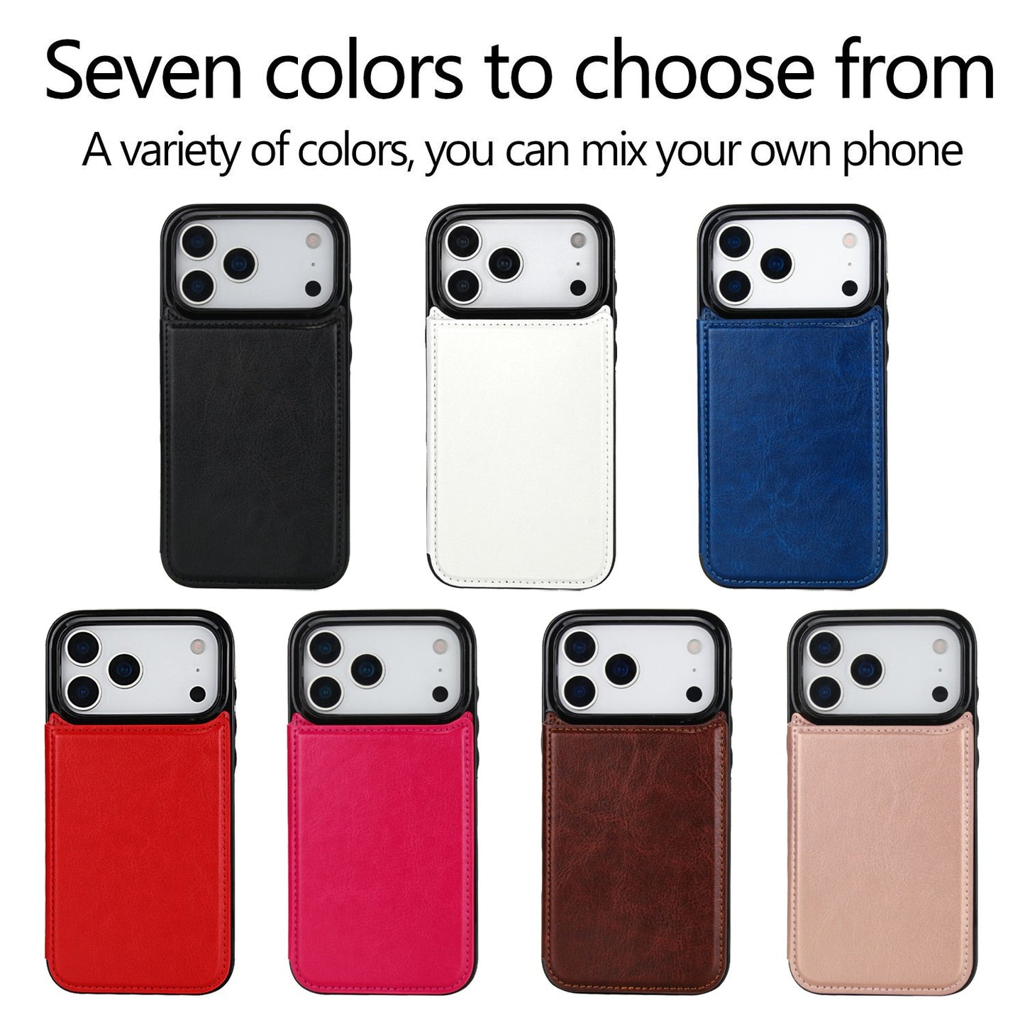 For iPhone 17/16 Pro Max/15/14/13/12 Leather Card Holder Wallet Phone Case