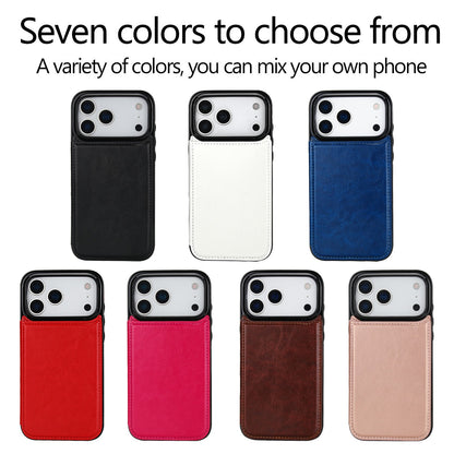 For iPhone 17/16 Pro Max/15/14/13/12 Leather Card Holder Wallet Phone Case