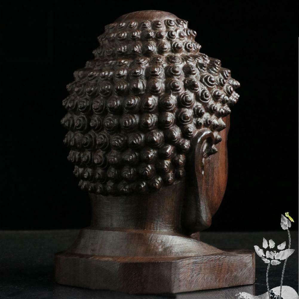 Chinese Wood Carved Shakyamuni Amitabha Buddha Tathagata Head Statue Decoration