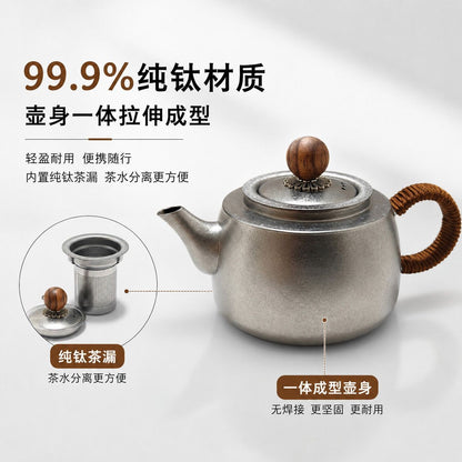 99.9% Titanium Tea Pot 350ml Portable Teapot with Infuser Tea Filter