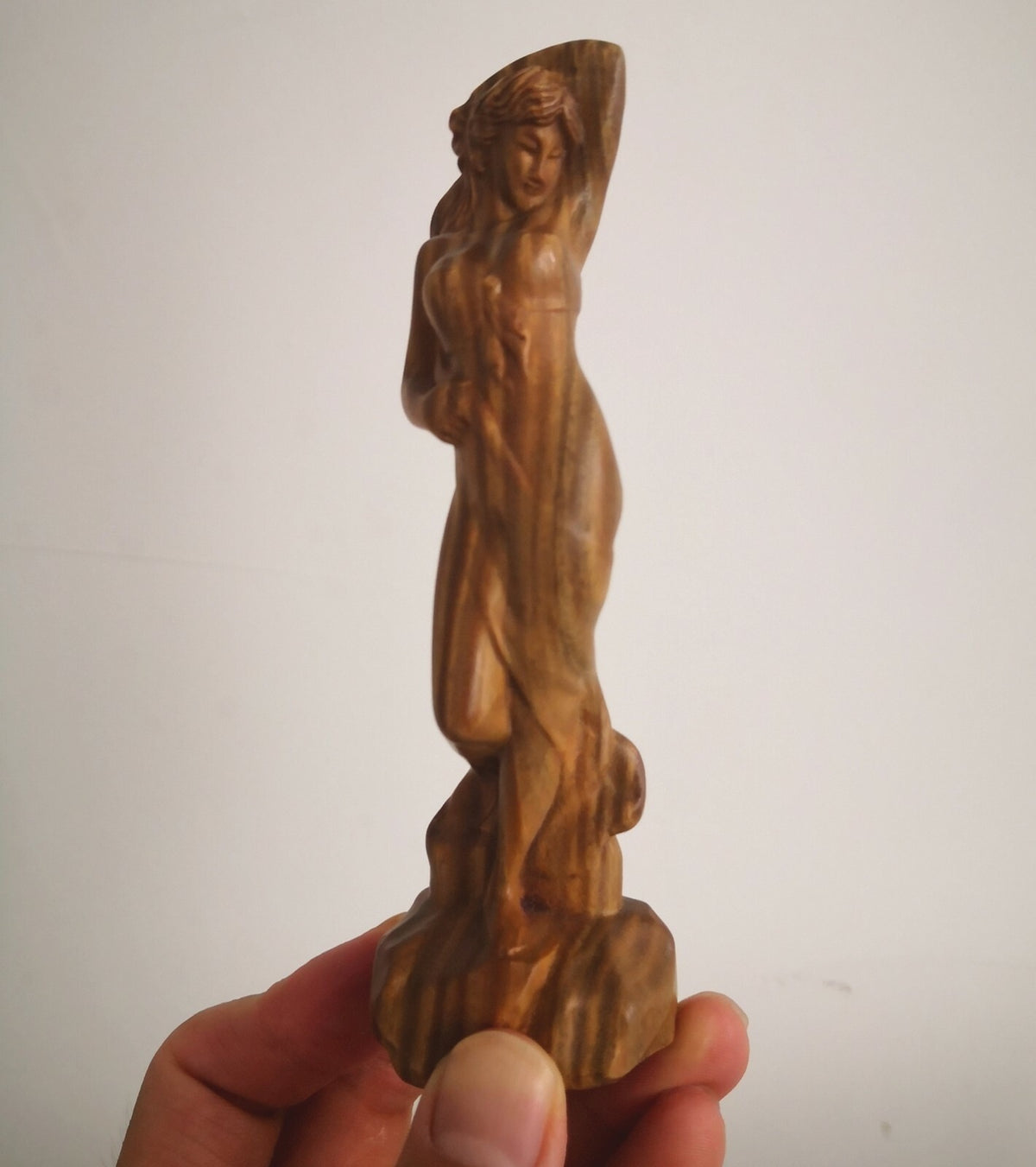 Natural Sandalwood Carved Slim Girl Statue Wood Figure Art Model Sculpture Decor
