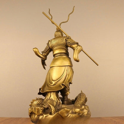 15'' Purple Bronze Gold Monkey King Dragon Sun Wukong Statue