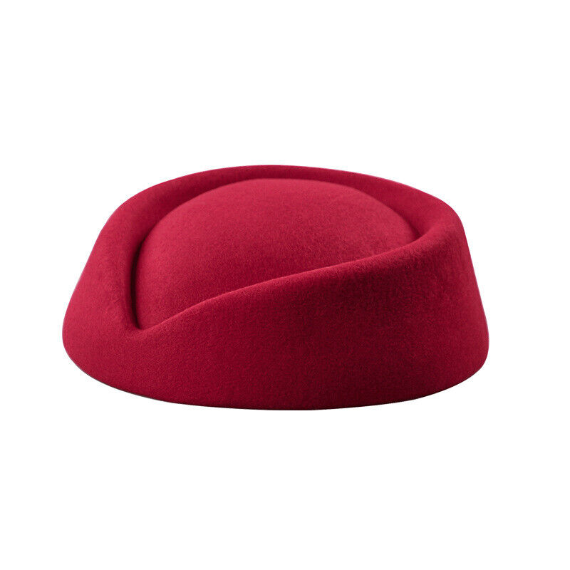 Women Wool Felt Beret Hat Teardrop Fancy Stewardess Air Hostesses Dress Hat