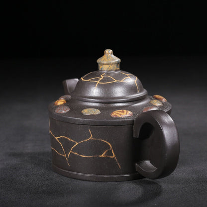 Chinese Yixing Zisha Clay Handmade Exquisite Teapot（ 雨花石 底款：吕尧臣）