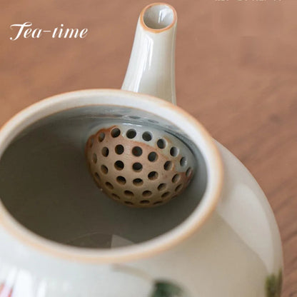 130ml Ancient Ceramic Teapot Hand-painted Little Pear Pot with Ball Hole Filter