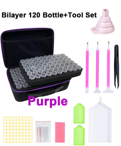 120 Bottles Diamond Painting Box Tool Container Storage Box Holder Hand Bag
