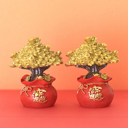 Feng Shui Decor Money Tree Wealth And Good Luck Blessing Bag Tabletop Decoration