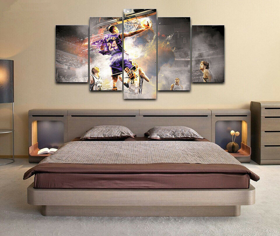 Basketball MVP Player Dunk 5 Panel Canvas Print Wall Art Poster Home Decoration