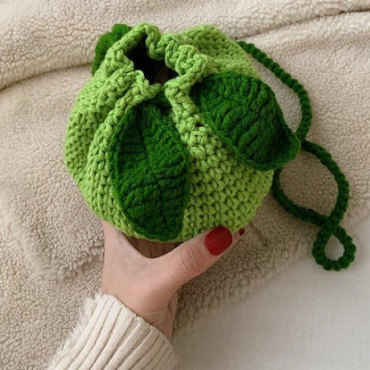 Women Shoulder Bag Knit Mushroom Style Crossbody Bags Casual Mini Purse 15*15*13