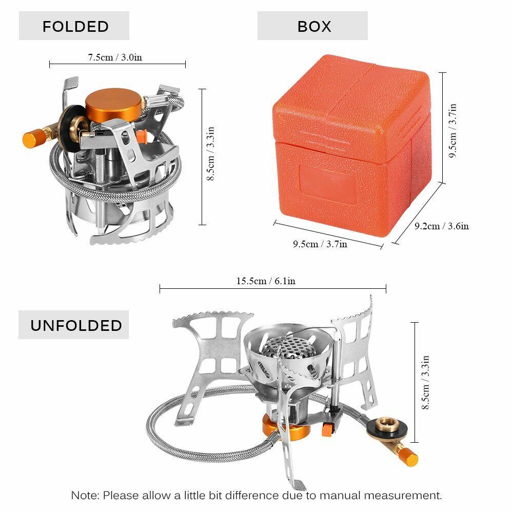 Gas Stove Portable Windproof Camping Outdoor Cooking Foldable Split Burner Steel