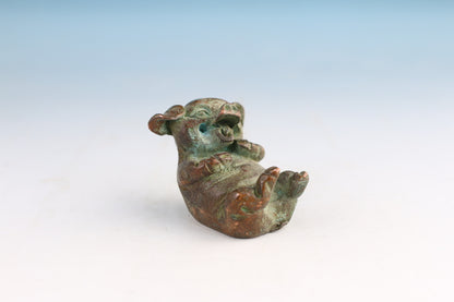 Chinese old bronze pig statue figure tea pet Netsuke table decoration