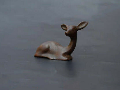 2" Chinese Little Deer Tea Pet Statue Collection Purple Copper Solid