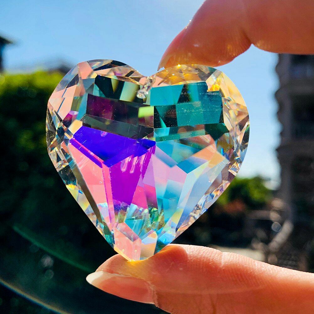 45mm Heart Crystal Prisms Sun Catcher Chandelier Part Love Pendant Glass Hanging