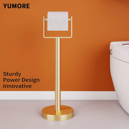 Toilet Paper Holder Free Standing, Stainless Steel Toilet Paper Stand, Weighted