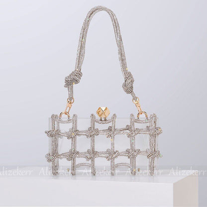 Clutch Bags Women Woven Rope Rhinestone Purses And Handbags Wedding Party